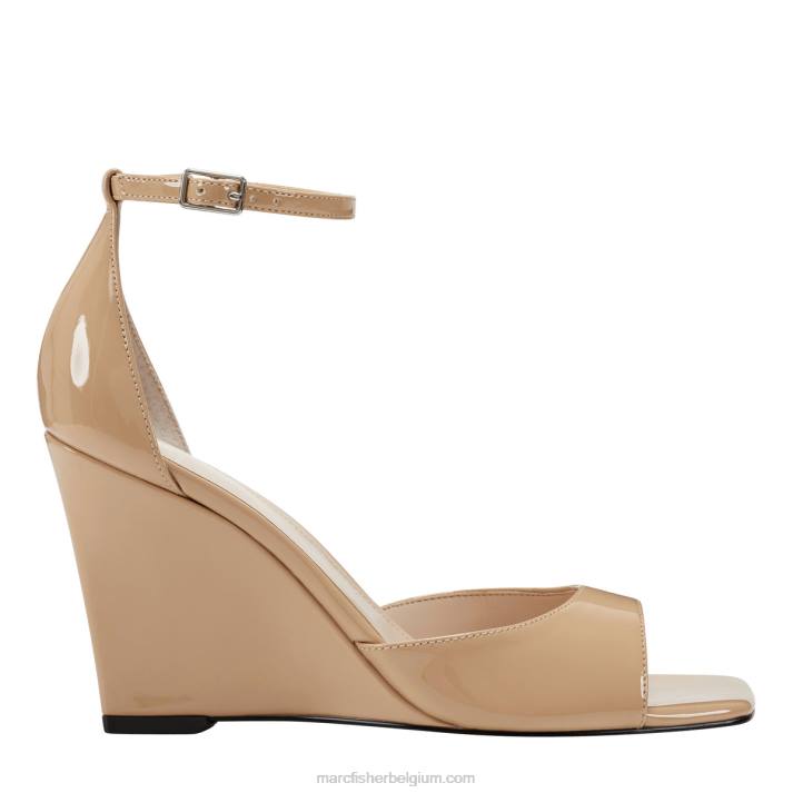 vrouwen Camira-sandaal met sleehak Marc Fisher BNX0H216 licht natuurlijk patent