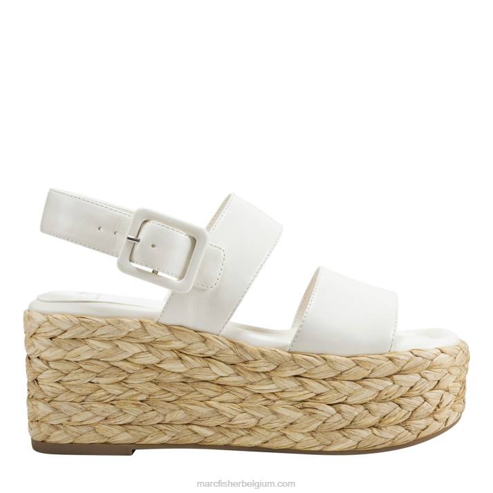 vrouwen Patryce espadrillesandaal met plateauzool Marc Fisher BNX0H203 nieuw creme leer