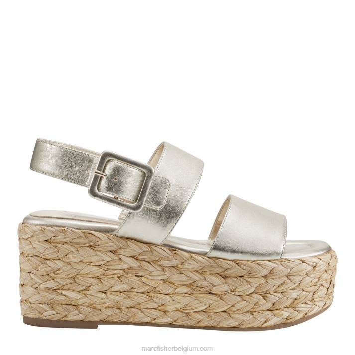 vrouwen Patryce espadrillesandaal met plateauzool Marc Fisher BNX0H213 platina leer