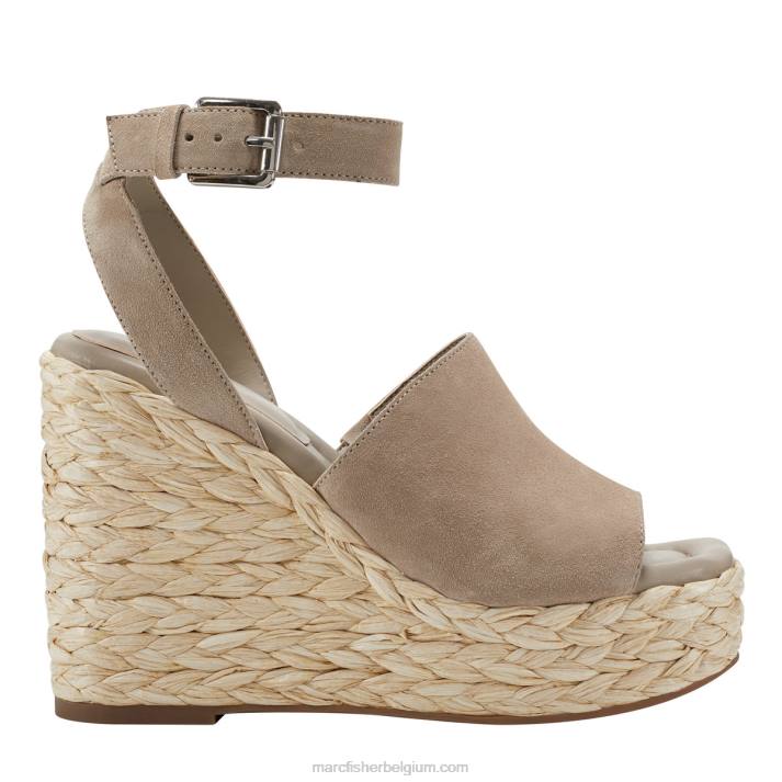 vrouwen nelly espadrillesandaal met sleehak Marc Fisher BNX0H202 natuurlijk suède