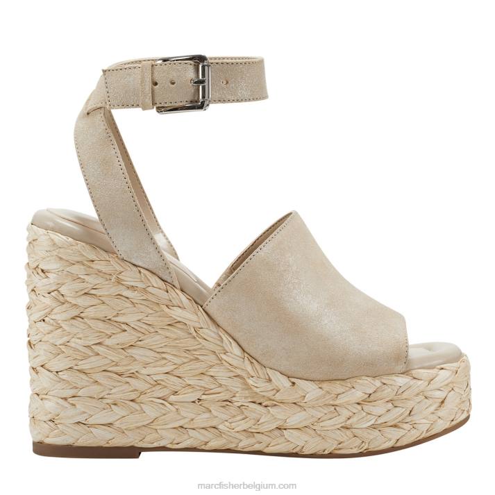 vrouwen nelly espadrillesandaal met sleehak Marc Fisher BNX0H239 champagne glinstert