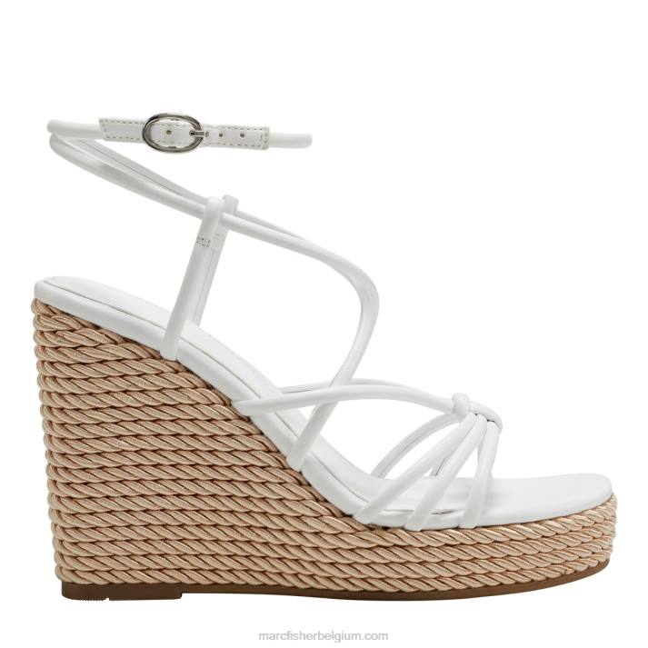 vrouwen zarah espadrillesandaal met bandjes en sleehak Marc Fisher BNX0H219 wit