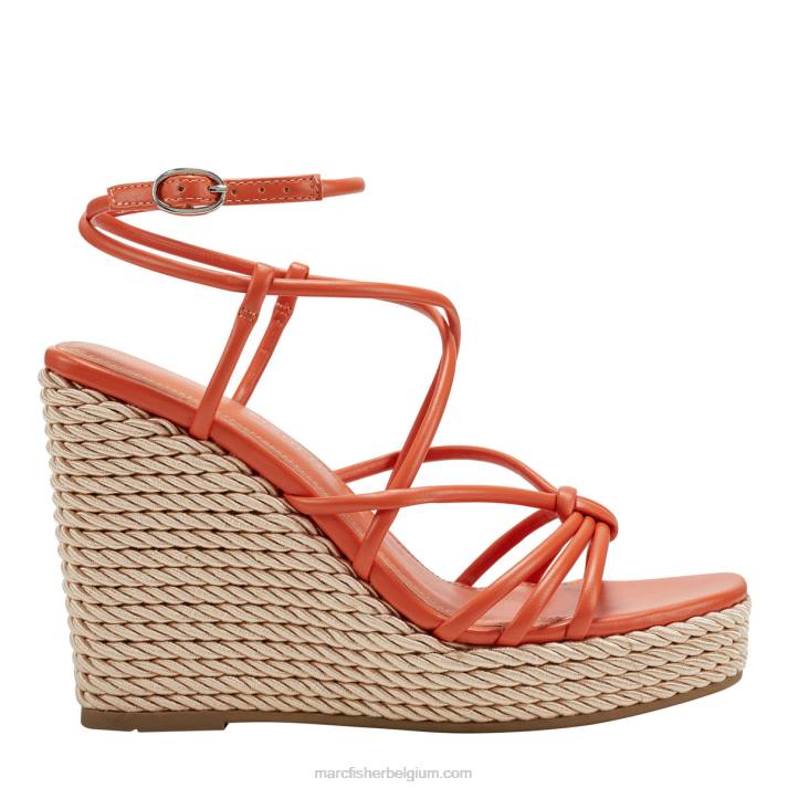 vrouwen zarah espadrillesandaal met bandjes en sleehak Marc Fisher BNX0H247 mandarijn sinaasappel