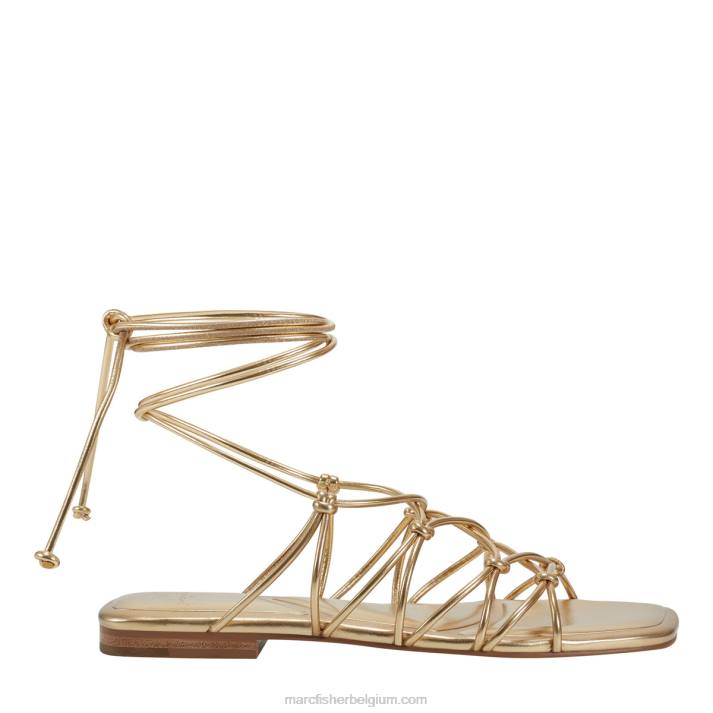 vrouwen monnie enkel wrap platte sandaal Marc Fisher BNX0H270 goud