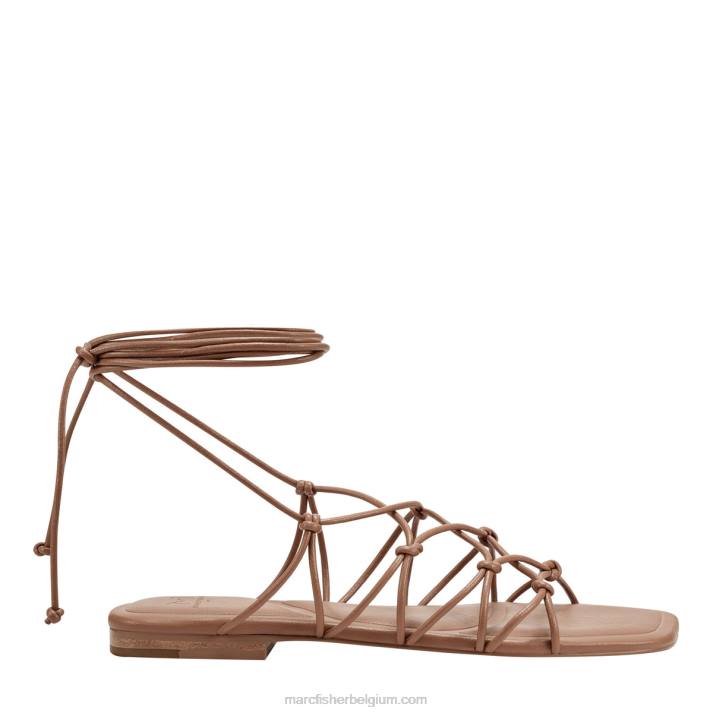 vrouwen monnie enkel wrap platte sandaal Marc Fisher BNX0H272 bagage bruin