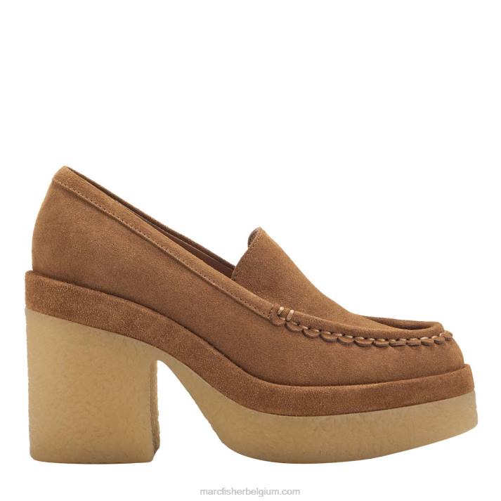 vrouwen lina loafer met hak Marc Fisher BNX0H433 bruin suède