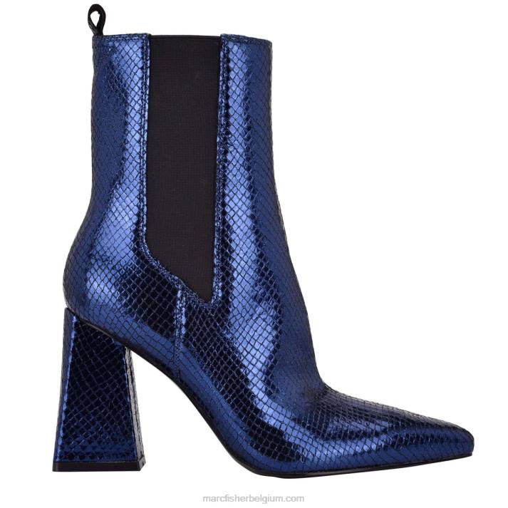 vrouwen Kylynn chelsea laars met hak Marc Fisher BNX0H108 blauw leer met slangenprint