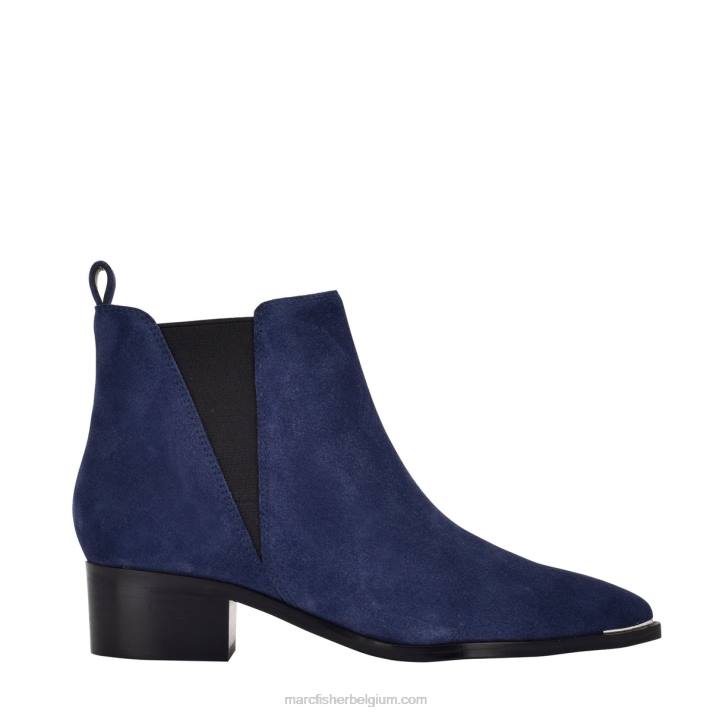 vrouwen Yale chelsea bootie met puntige neus Marc Fisher BNX0H122 indigo suède