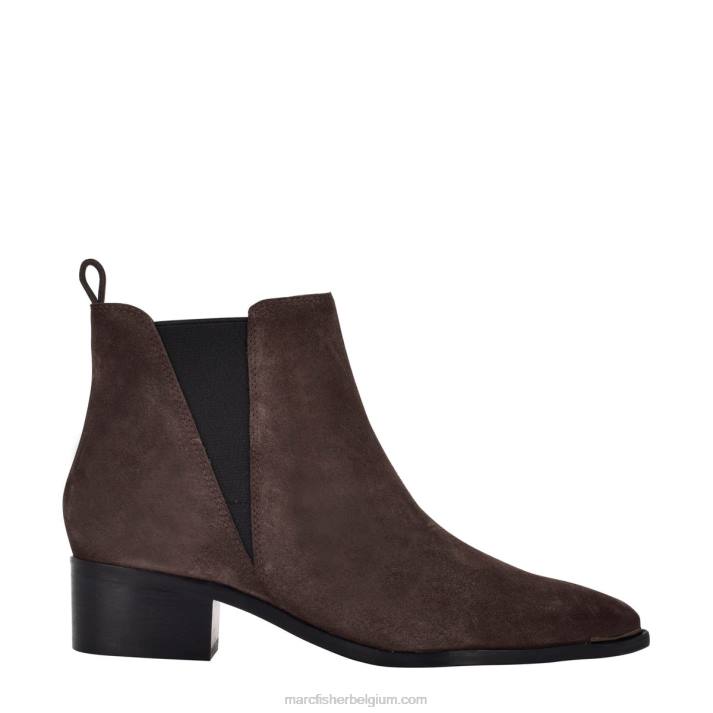 vrouwen Yale chelsea bootie met puntige neus Marc Fisher BNX0H128 donkerbruin suède
