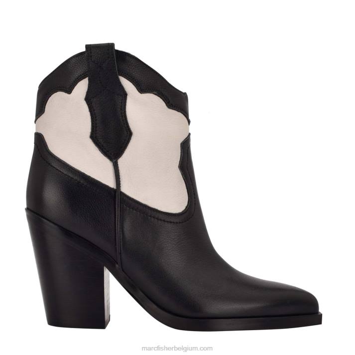 vrouwen gona westerse bootie Marc Fisher BNX0H120 zwart/chique creme leer