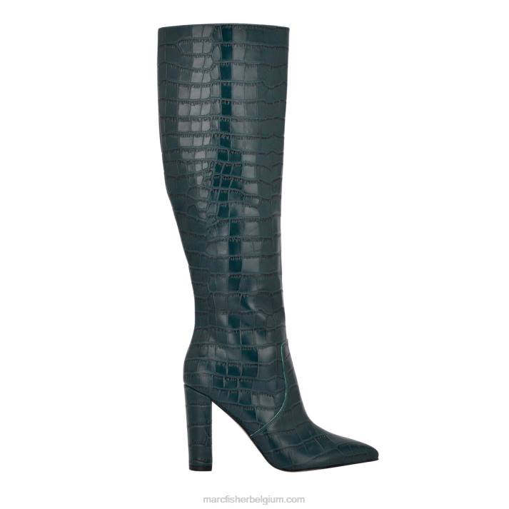 vrouwen giancarlo laars met hak Marc Fisher BNX0H163 groenblauw leer met croco-reliëf