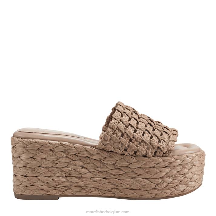vrouwen Priya espadrille platform slide sandaal Marc Fisher BNX0H201 lichtbruin