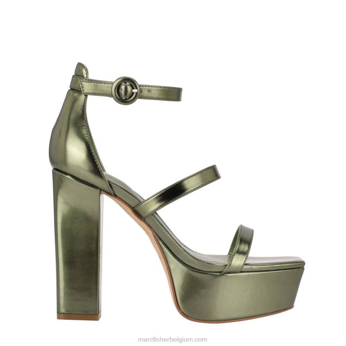 vrouwen frita plateausandaal met enkelbandje Marc Fisher BNX0H588 groen metallic leer