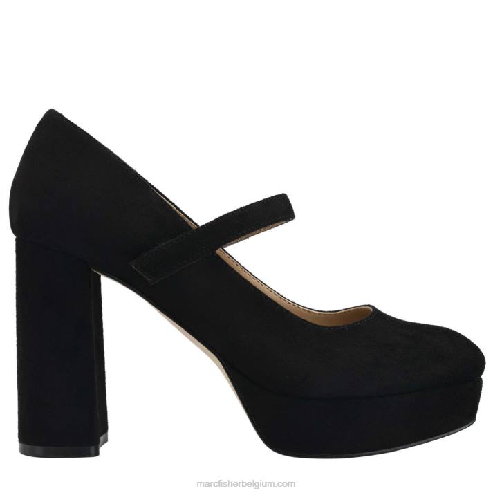 vrouwen nicoly platform mary jane pomp Marc Fisher BNX0H590 zwart suède