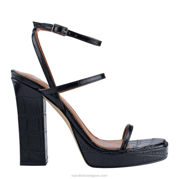 vrouwen platform sandaal van katin Marc Fisher BNX0H593 zwart croco leer