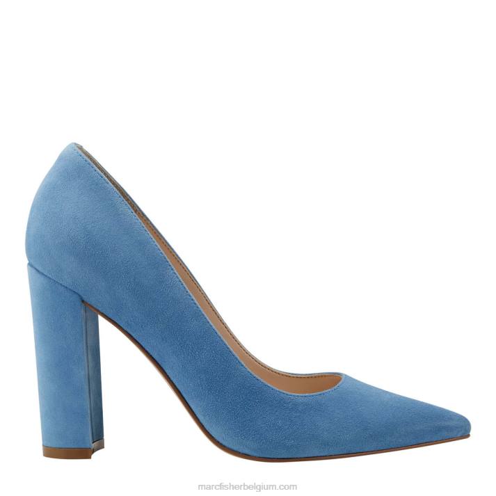 vrouwen Abilene puntige neuspomp met blokhak Marc Fisher BNX0H645 blauw suède