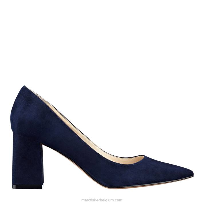 vrouwen zala pumps met puntige neus en blokhak Marc Fisher BNX0H622 marine suède