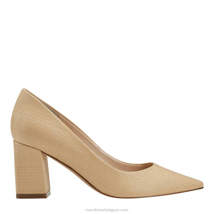 vrouwen zala pumps met puntige neus en blokhak Marc Fisher BNX0H660 natuurlijke raffia