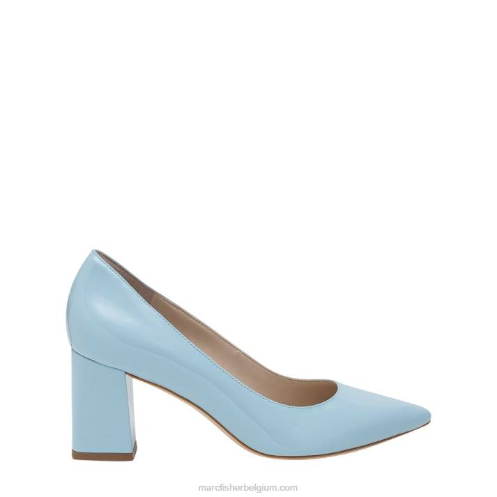 vrouwen zala pumps met puntige neus en blokhak Marc Fisher BNX0H663 hemelsblauw lakleer