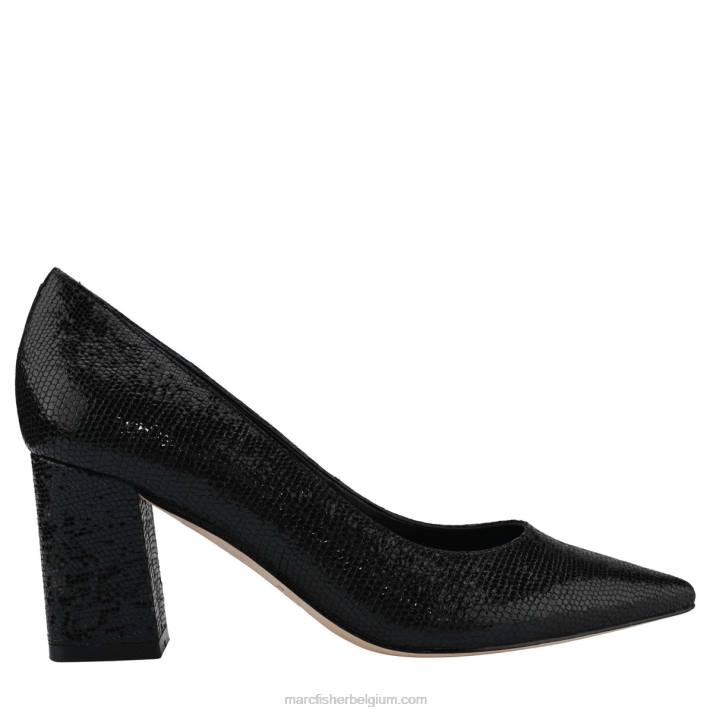 vrouwen zala pumps met puntige neus en blokhak Marc Fisher BNX0H688 zwarte slangenprint