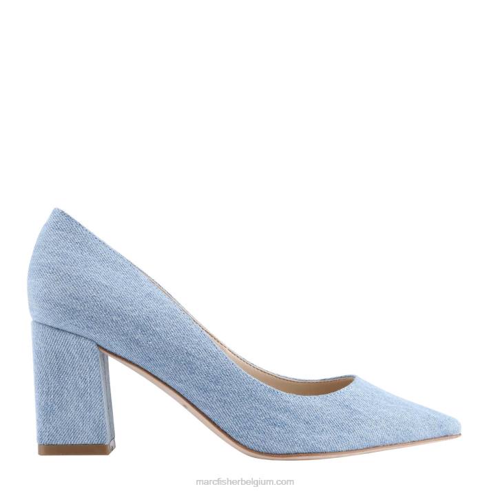 vrouwen zala pumps met puntige neus en blokhak Marc Fisher BNX0H696 lichtblauwe denim
