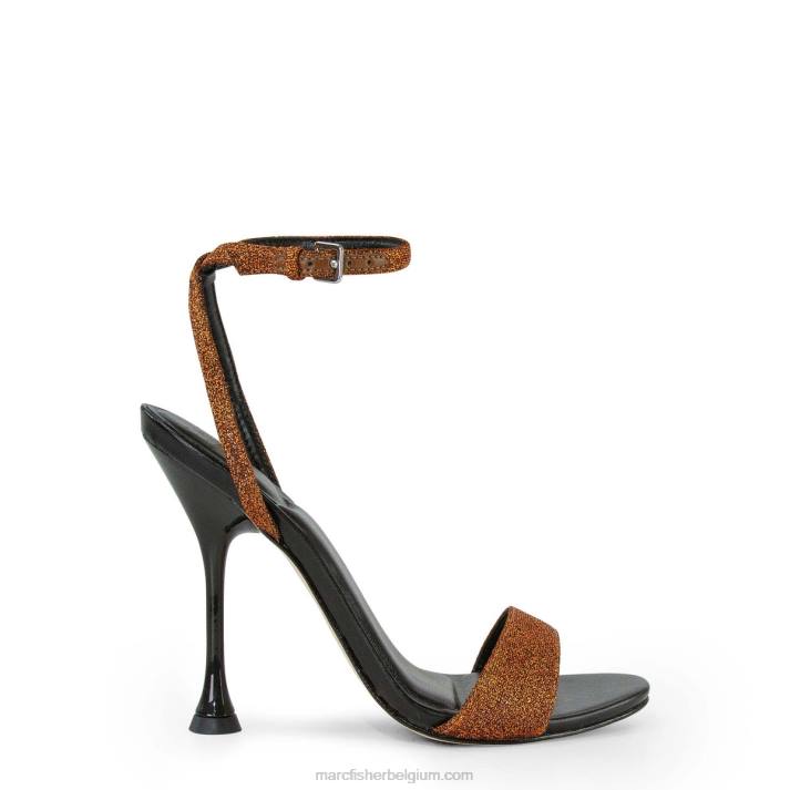 vrouwen calisty sandaal met bandjes en hakken Marc Fisher BNX0H409 zwart/bruine glitters