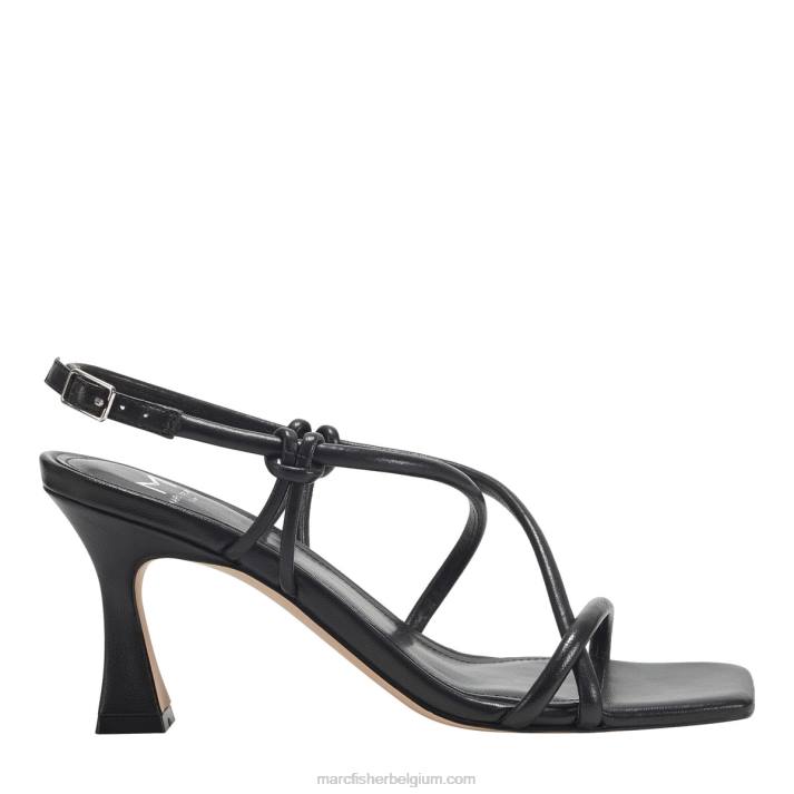 vrouwen dayne sandaal met slingback hak Marc Fisher BNX0H376 zwart leer